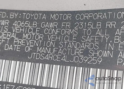 2020 Toyota Corolla Se/Night Shade z USA, uszkodzony, nr VIN JTDS4RCE4LJ039259